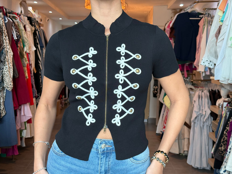 NAPOLEON BLACK KNITTED TOP