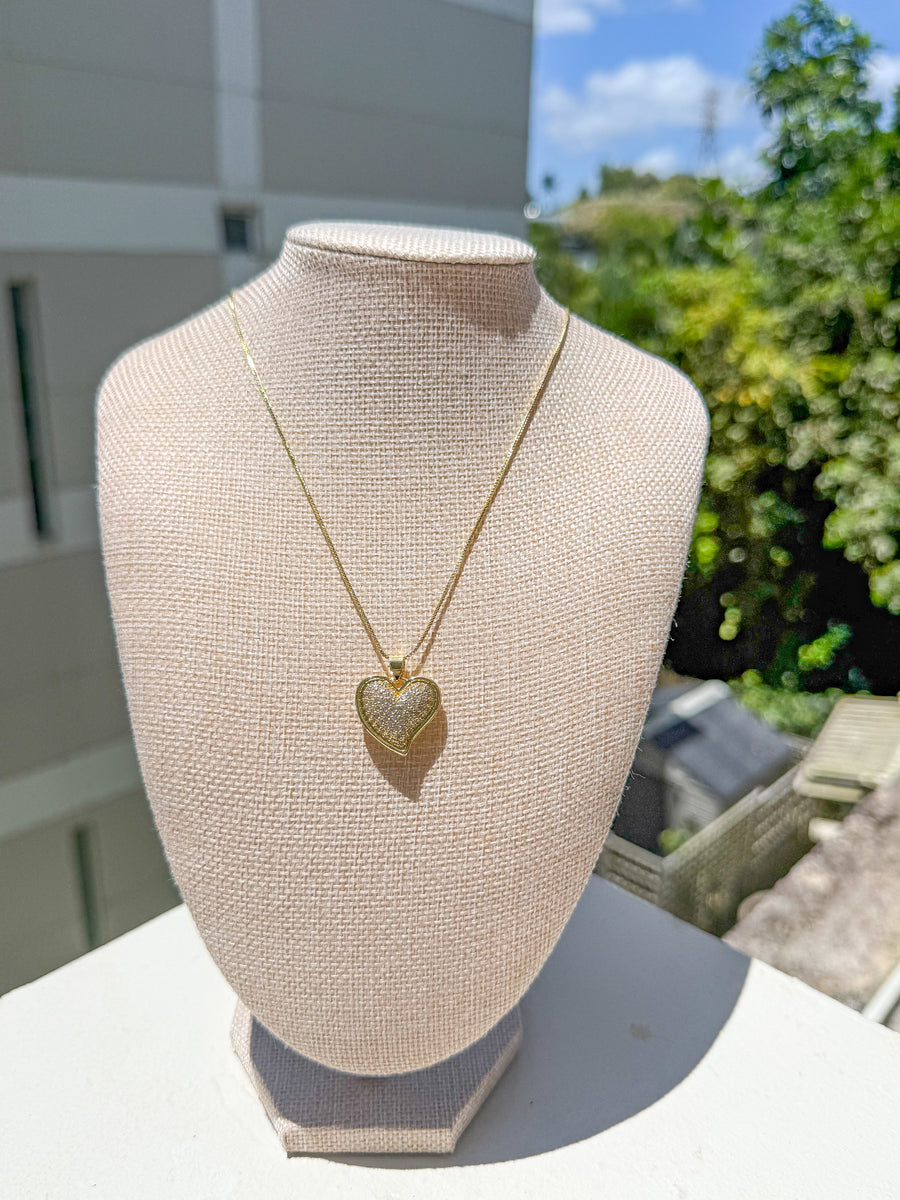 HEART GOLD PAVÉ NECKLACE