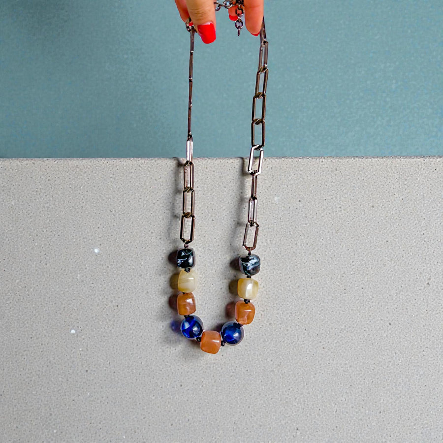 BROWN/NAVY/BLACK NECKLACE