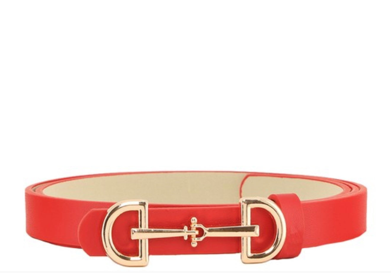 RED/GOLD BUCKLE THIN BELT