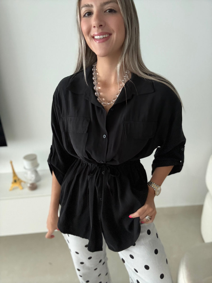 BLACK CARDIGAN BLOUSE