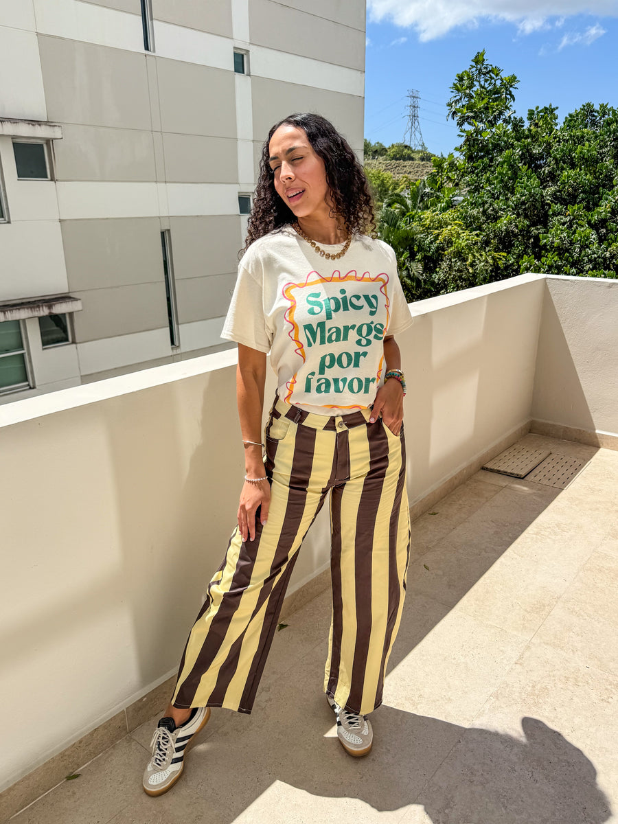 STRIPED BARREL PANTS