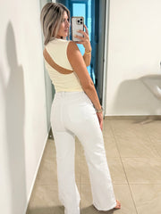 CREAM CUTOUT FRONT TOP