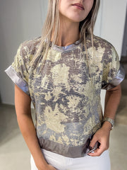 PEWTER/GOLD METALLIC BLOUSE