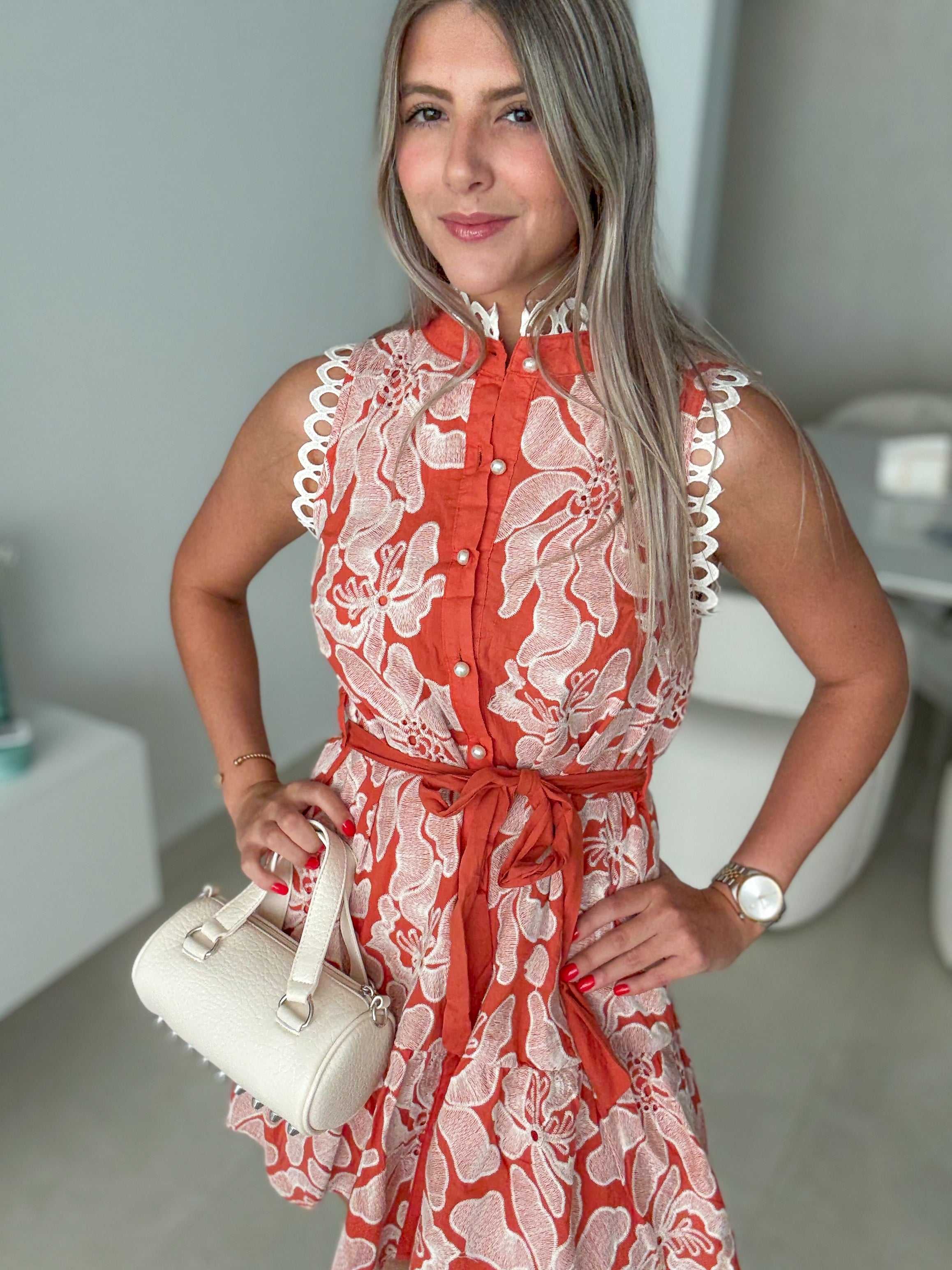 PUMPKIN EMBROIDED ELEGANT DRESS