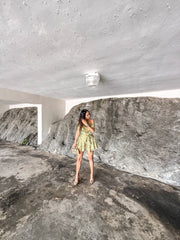 SATIN MUSTARD LEOPARD PRINT ROMPER