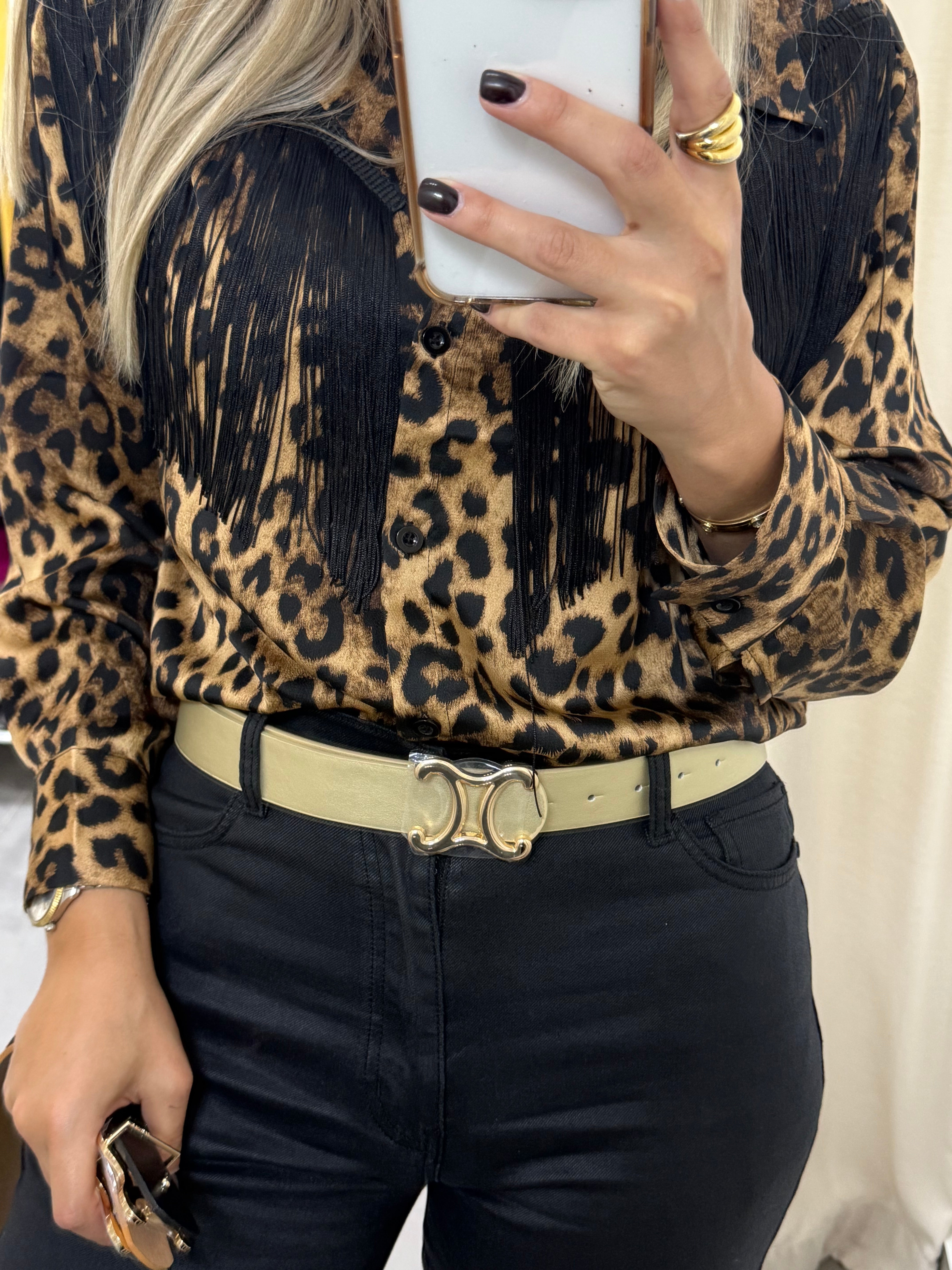 CURVED MIRROR C BUCKLE BELT