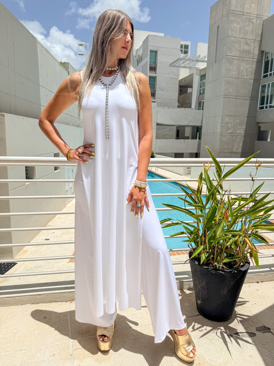 PIA WHITE RACERBACK TOP & PANT SET