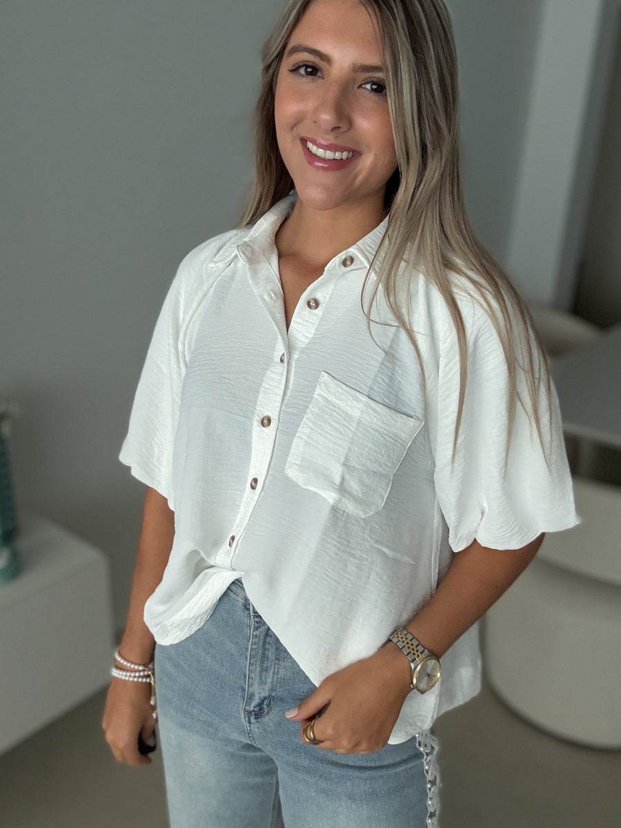 IVORY 3/4 SLEEVES BLOUSE