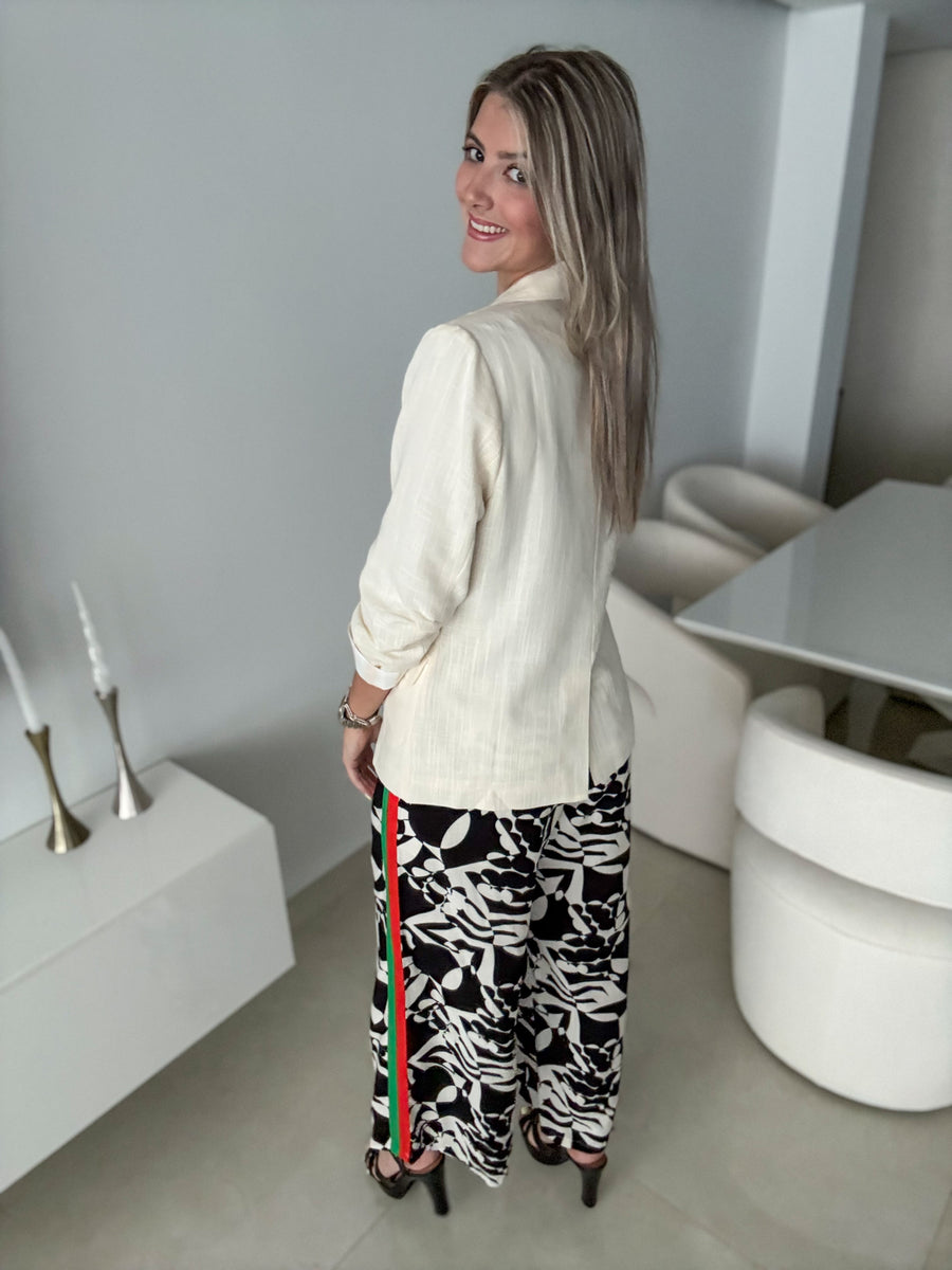 NATURAL LINEN TAILORED BLAZER