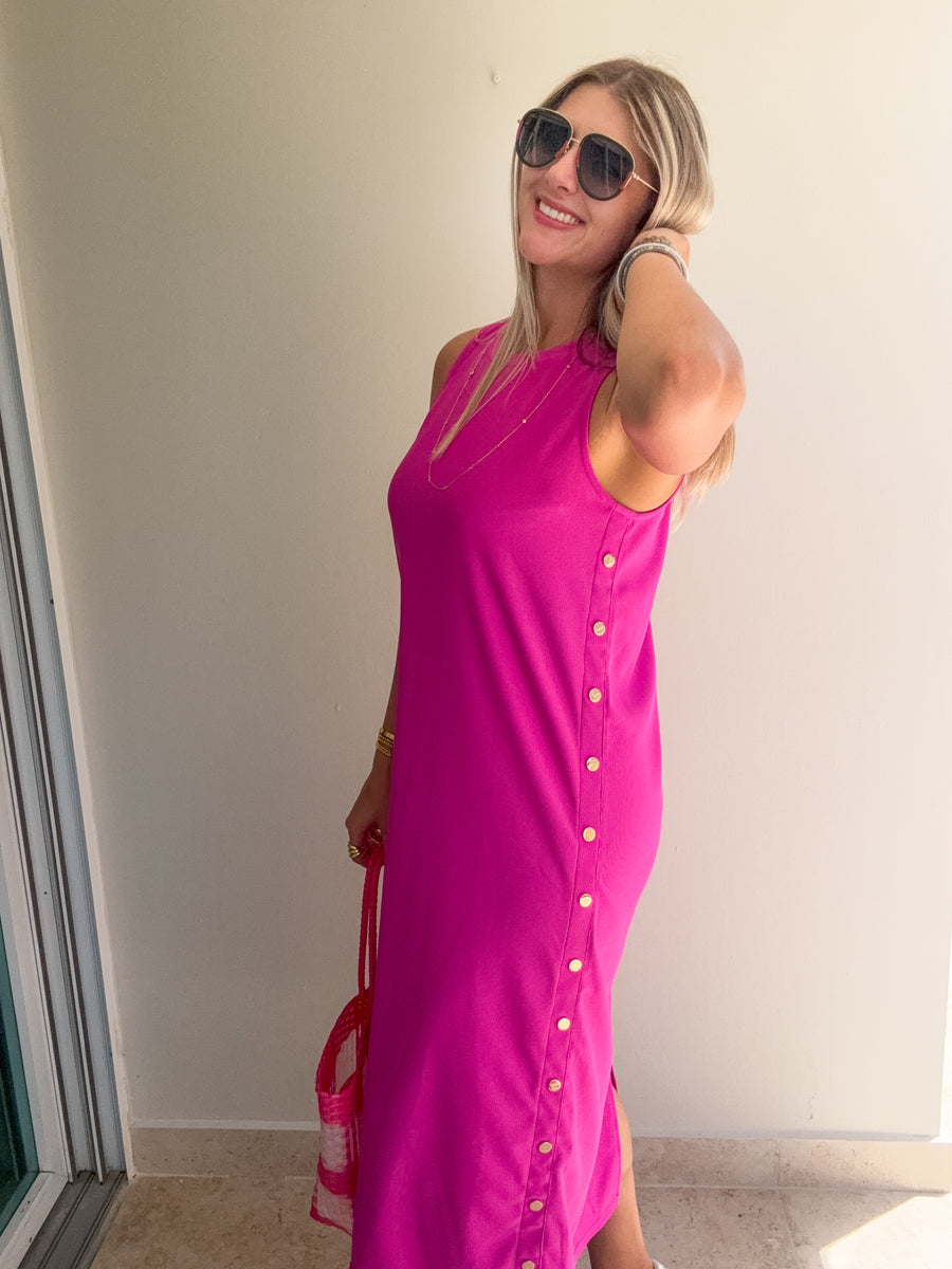 MAGENTA STUDDED DRESS