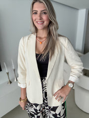 NATURAL LINEN TAILORED BLAZER