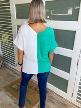 Load image into Gallery viewer, WHITE/GREEN BLOUSE
