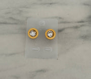 GOLD CIRCLE ZIRCONIA EAR STUD EARRINGS