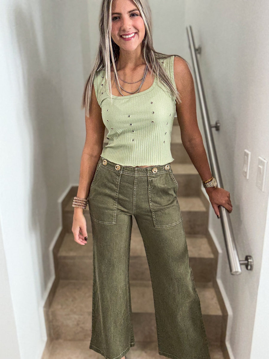 OLIVE STRETCHY PANTS