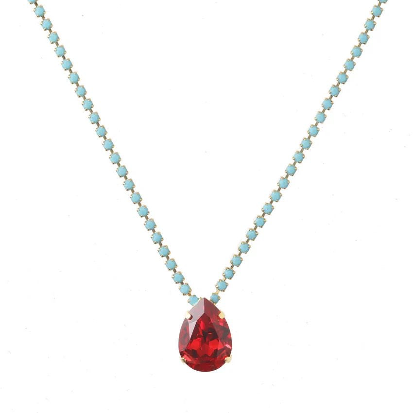 MILLIE NECKLACE IN RED/TURQUOISE