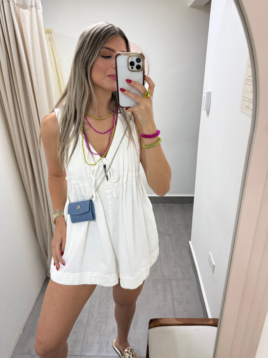 WHITE DENIM ROMPER