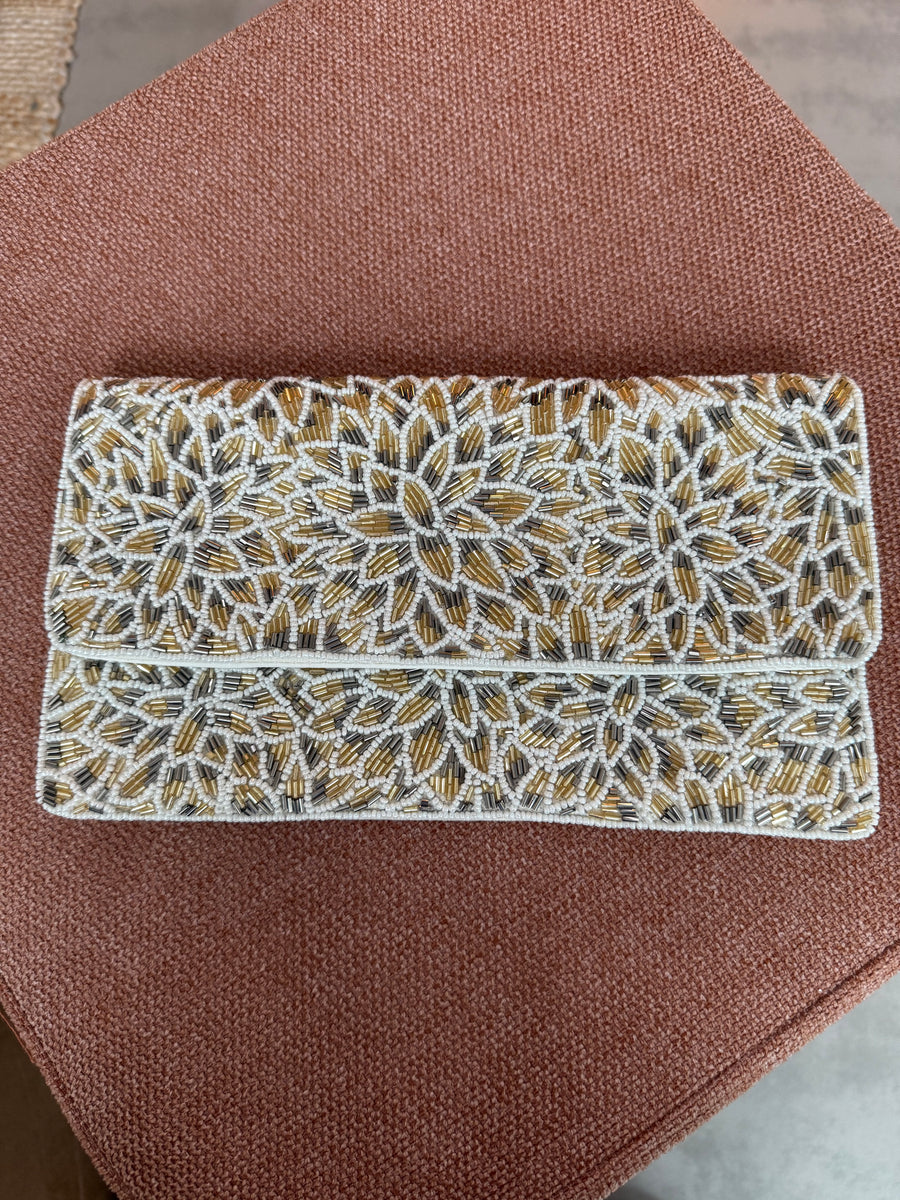 TWO TONE SUN BEADED CLUTCH