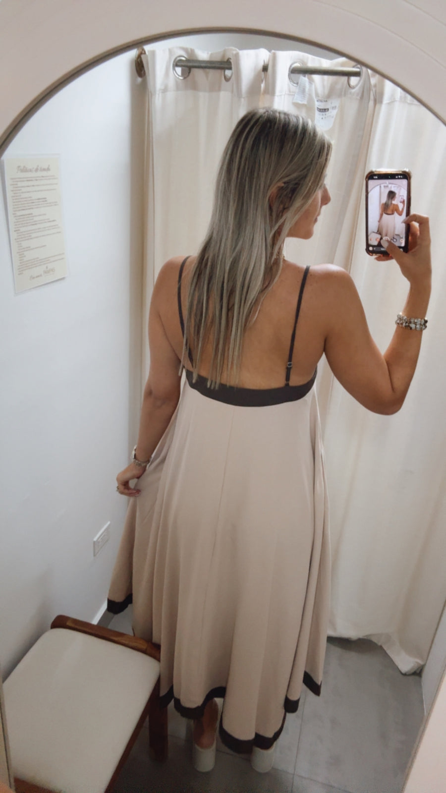 BEIGE/CHOCOLATE ASYMMETRIC DRESS