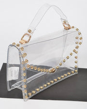 GOLD STUDDED TRANSPARENT CROSSBODY