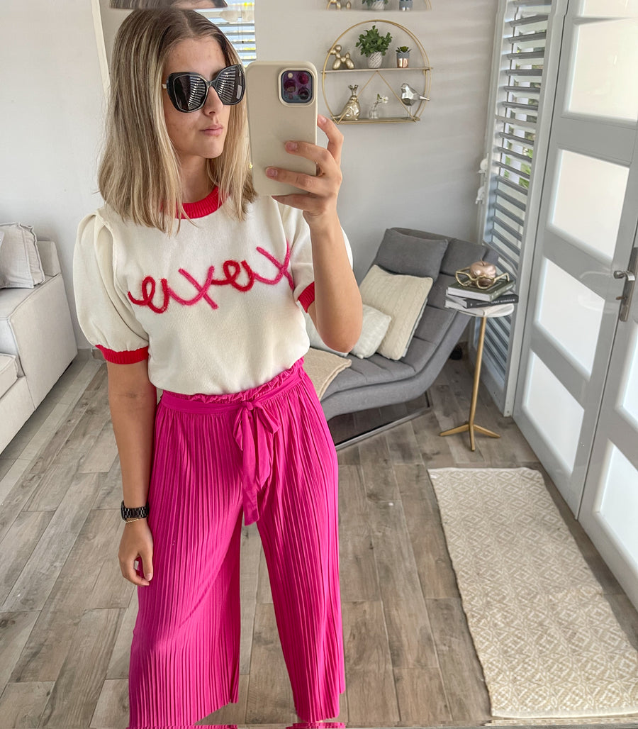 XOXO PUFF SLEEVE SWEATER