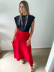 PIA RED MAXI SKIRT