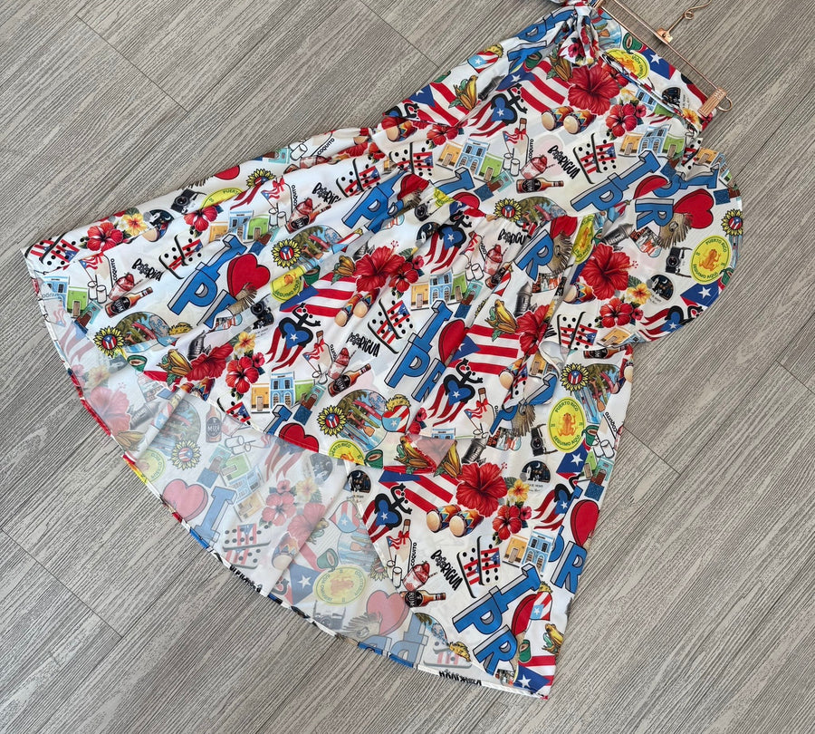 PUERTO RICO PRINT WRAP AROUND SKIRT