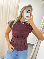 BURGUNDY GLITTER BLOUSE