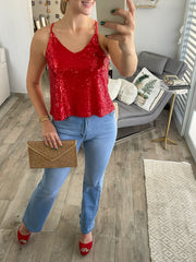 RED SEQUIN BLOUSE