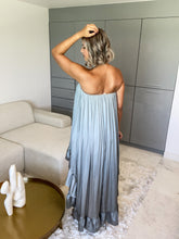 Load image into Gallery viewer, LIGHT GRAY STRAPLESS HIGH LOW DRESS
