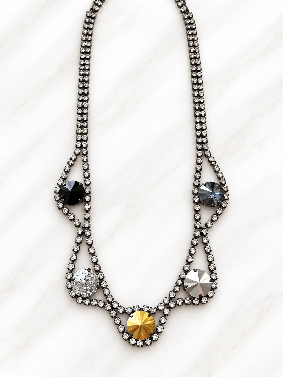 WHEELER NECKLACE IN MIXED METALLICS / GUNMENTAL