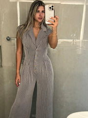 TAUPE/BLACK TAILORED JUMPSUIT