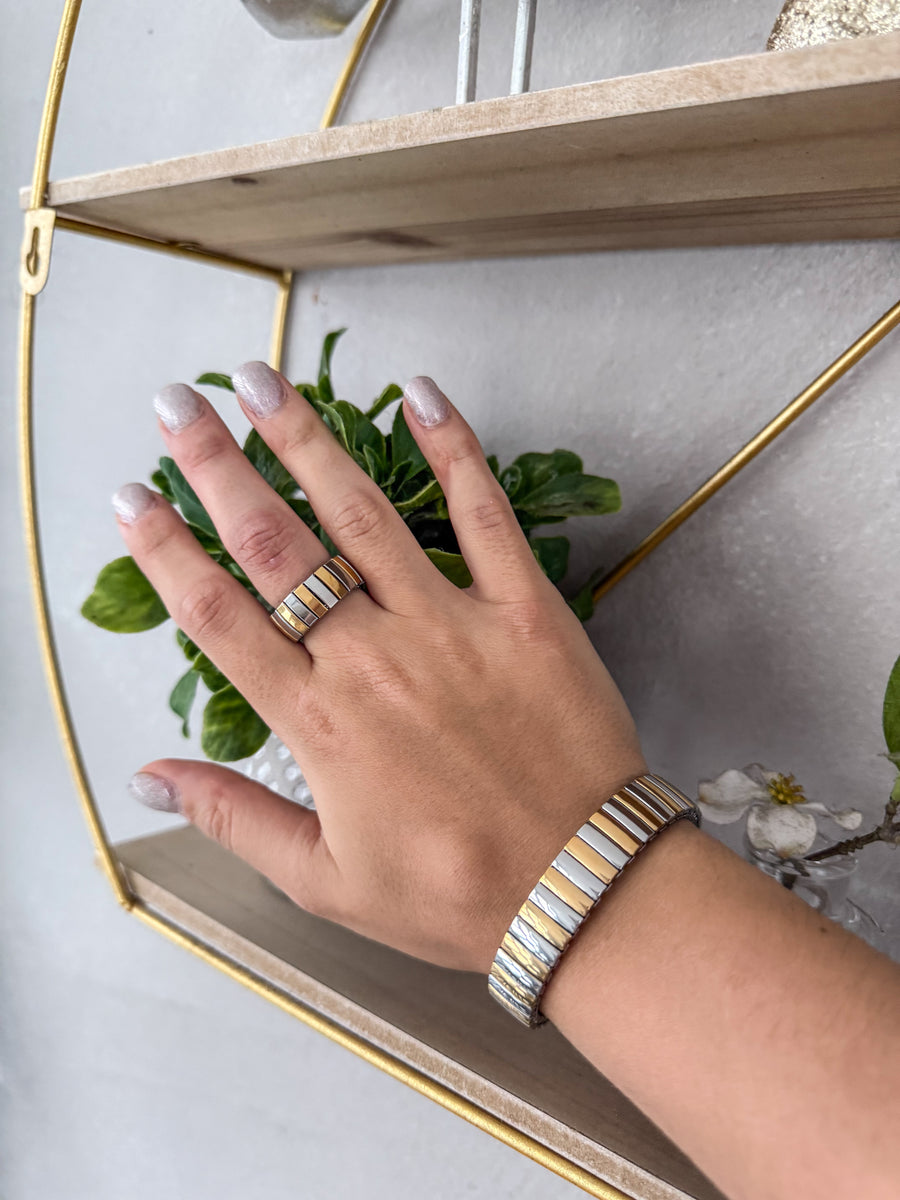 TWO TONE ELASTIC BRACELET