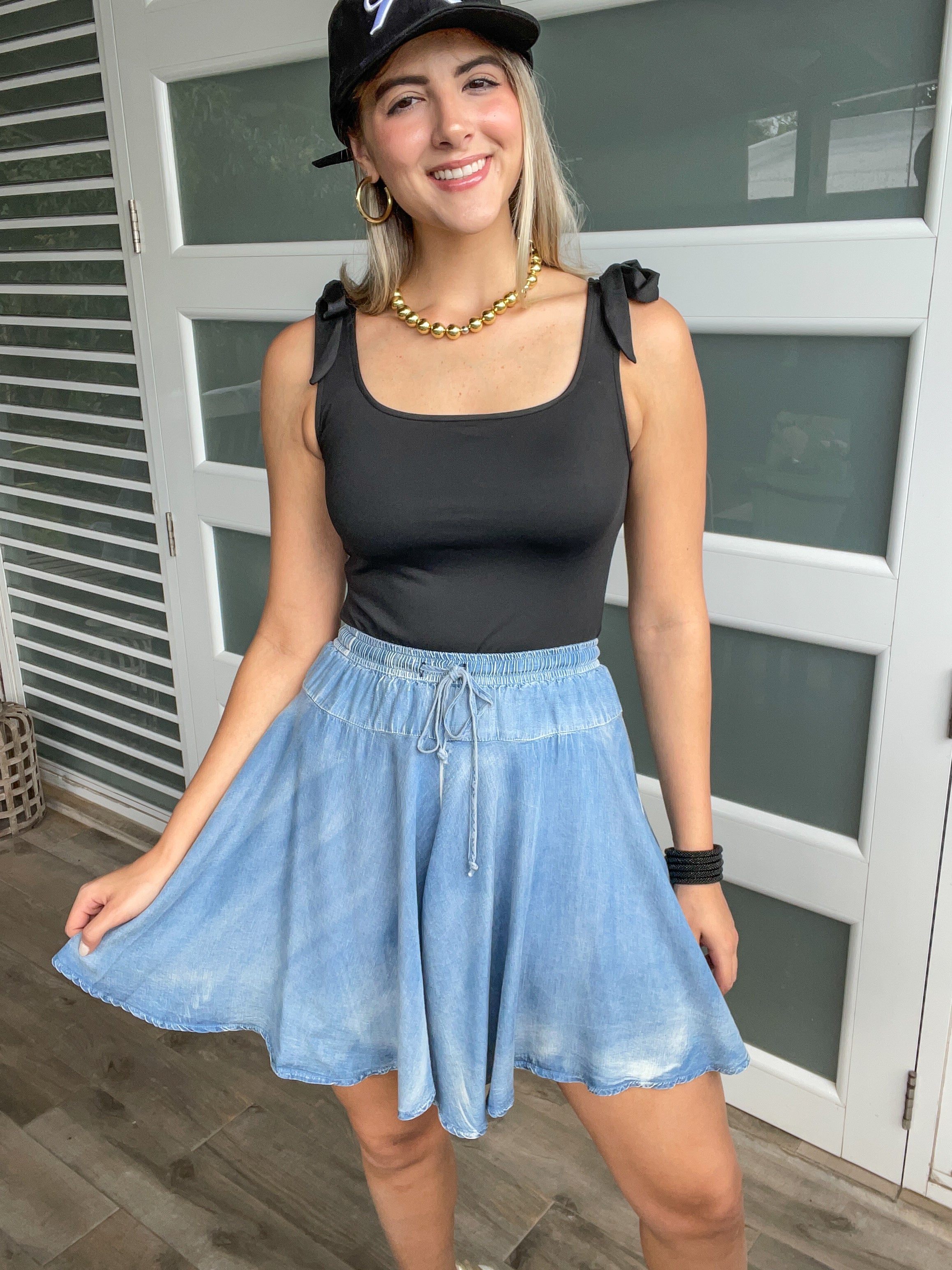 TENCEL DENIM FLARE SKORT