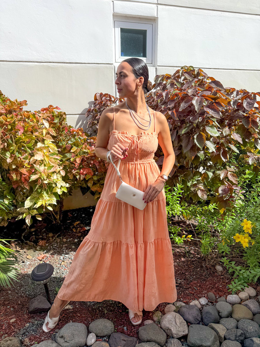 PEACH TIERED MAXI DRESS