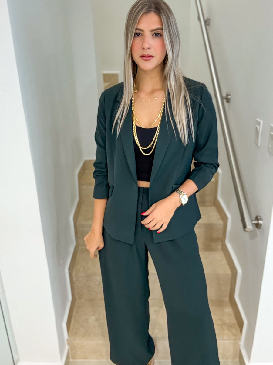 FOREST GREEN TAILORED PANTS