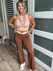 BEIGE RHINESTONE TANK TOP