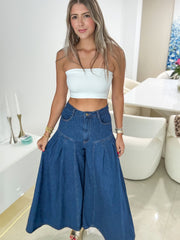 DARK DENIM WIDE LEG PANTS