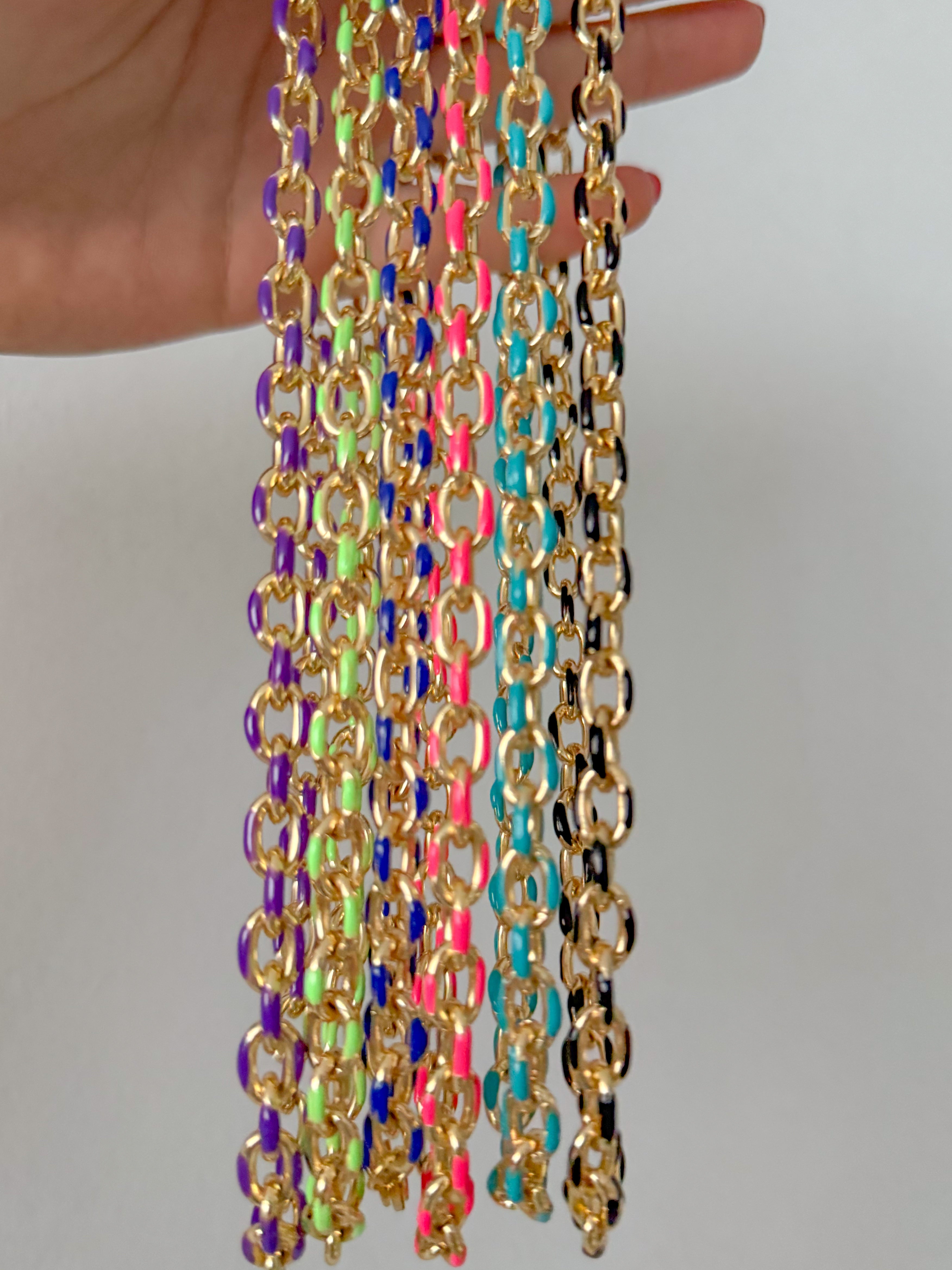 ENAMEL/GOLD CHAIN NECKLACE