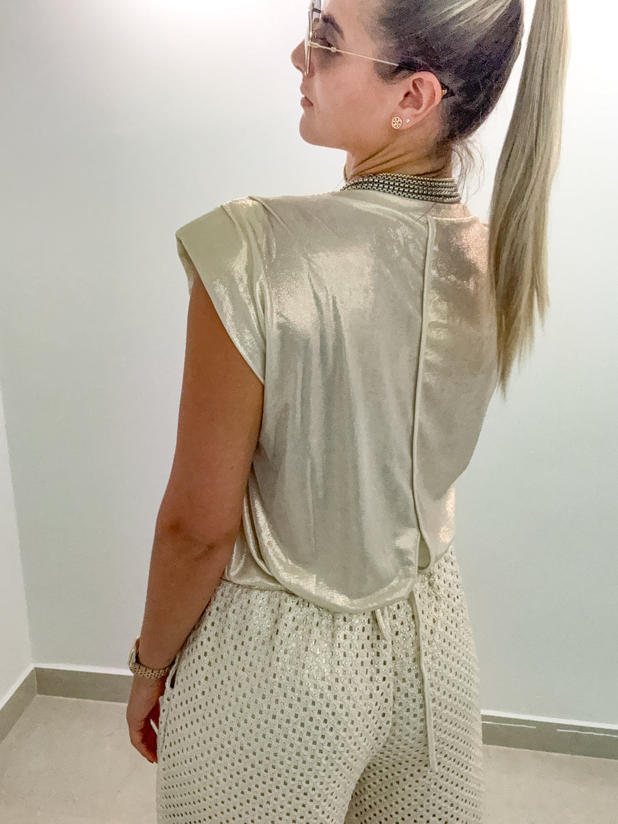 METALLIC GOLD STRETCHY BLOUSE