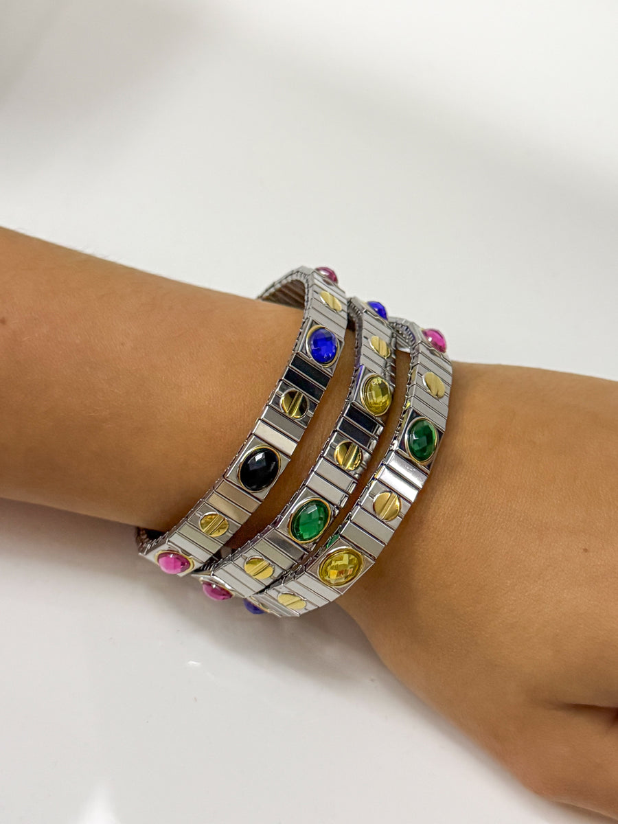 MULTICOLOR TWO TONE ELASTIC BRACELET