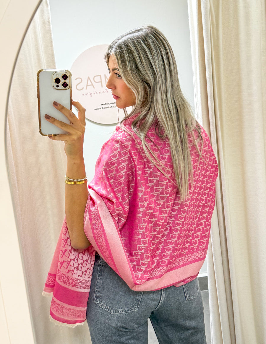 PINK PRINTED PASHMINA