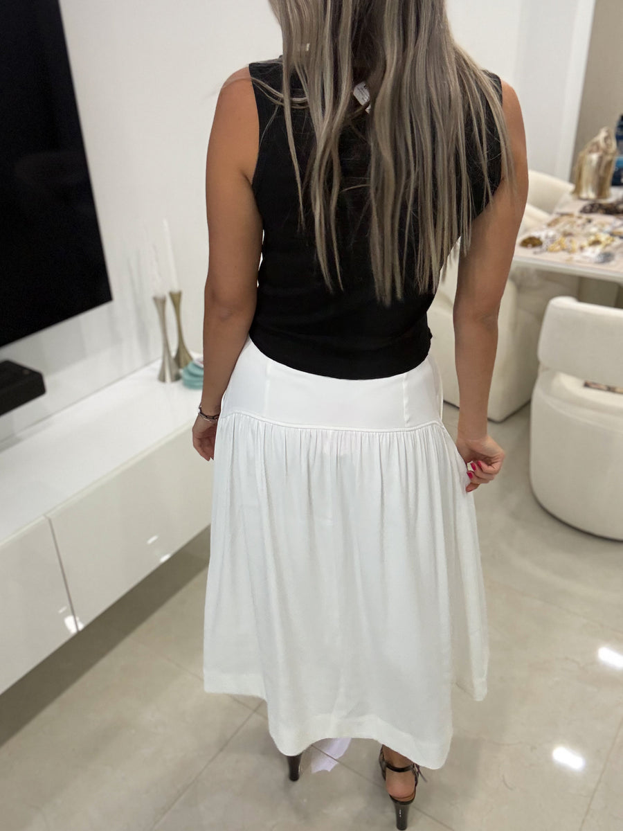 WHITE MIDI SKIRT