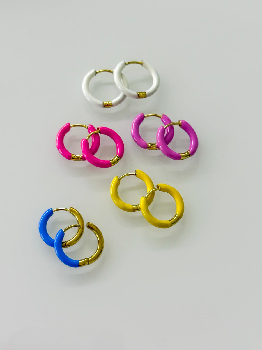 COLOR COATED HUGGIE EARRINGS