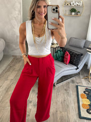 DARK RED TAILORED PANTS