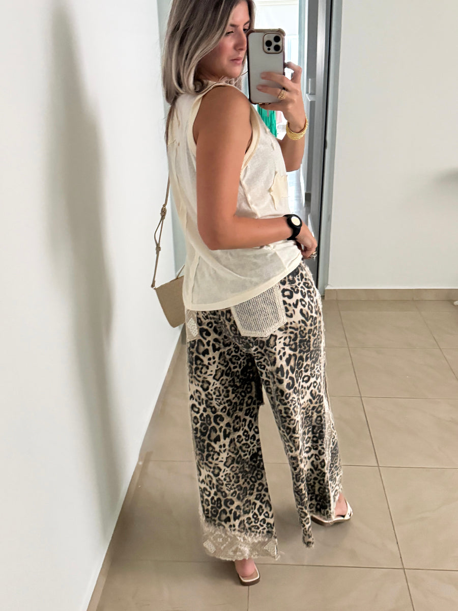 LEOPARD PATCHWORK PANTS