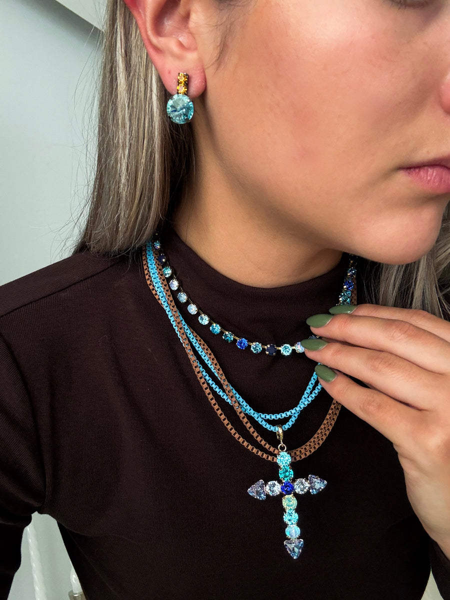 BROWN/BLUE LAYERED NECKLACE