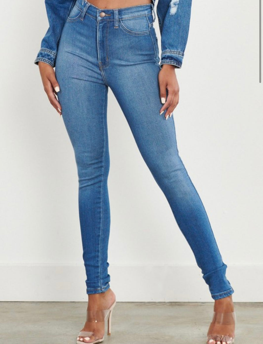 HIGH WAIST DENIM SKINNY JEANS