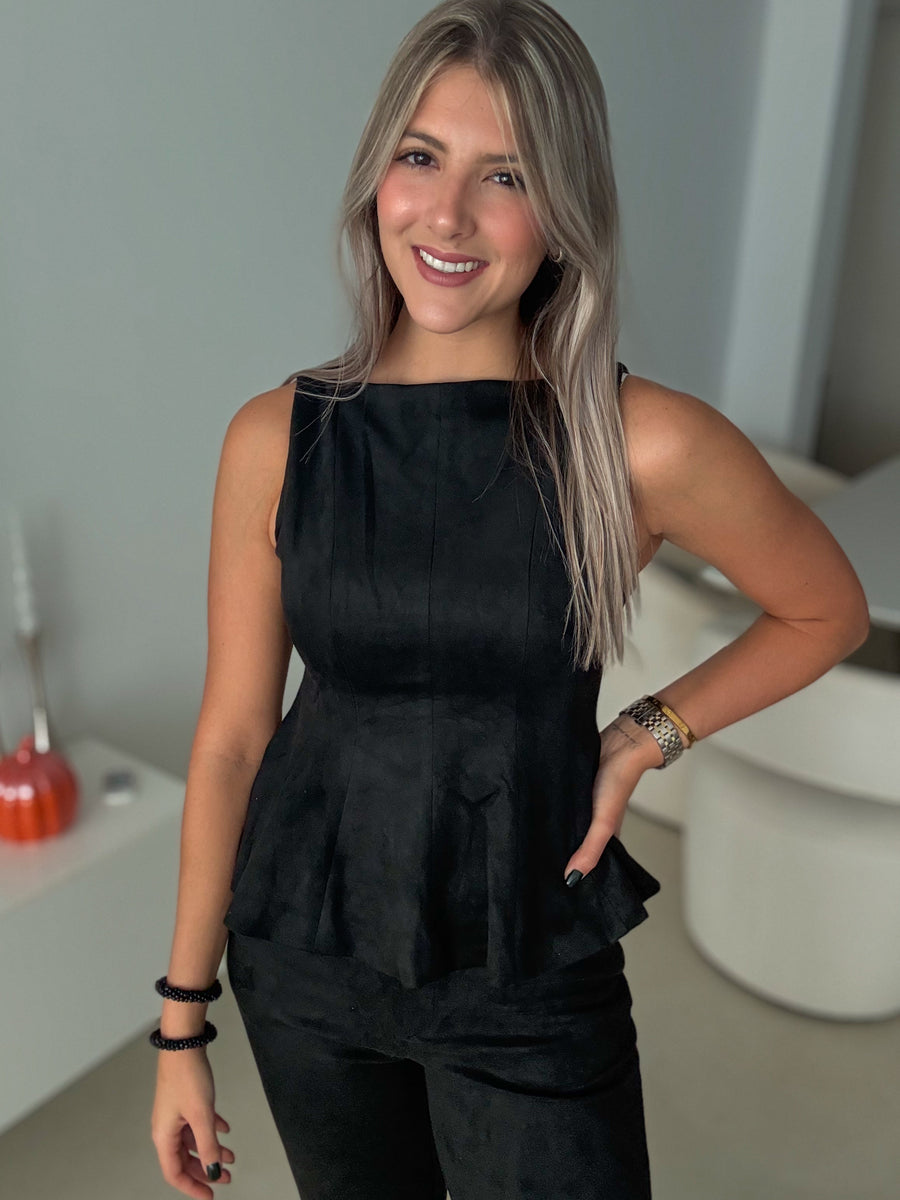 BLACK SUEDE BLOUSE