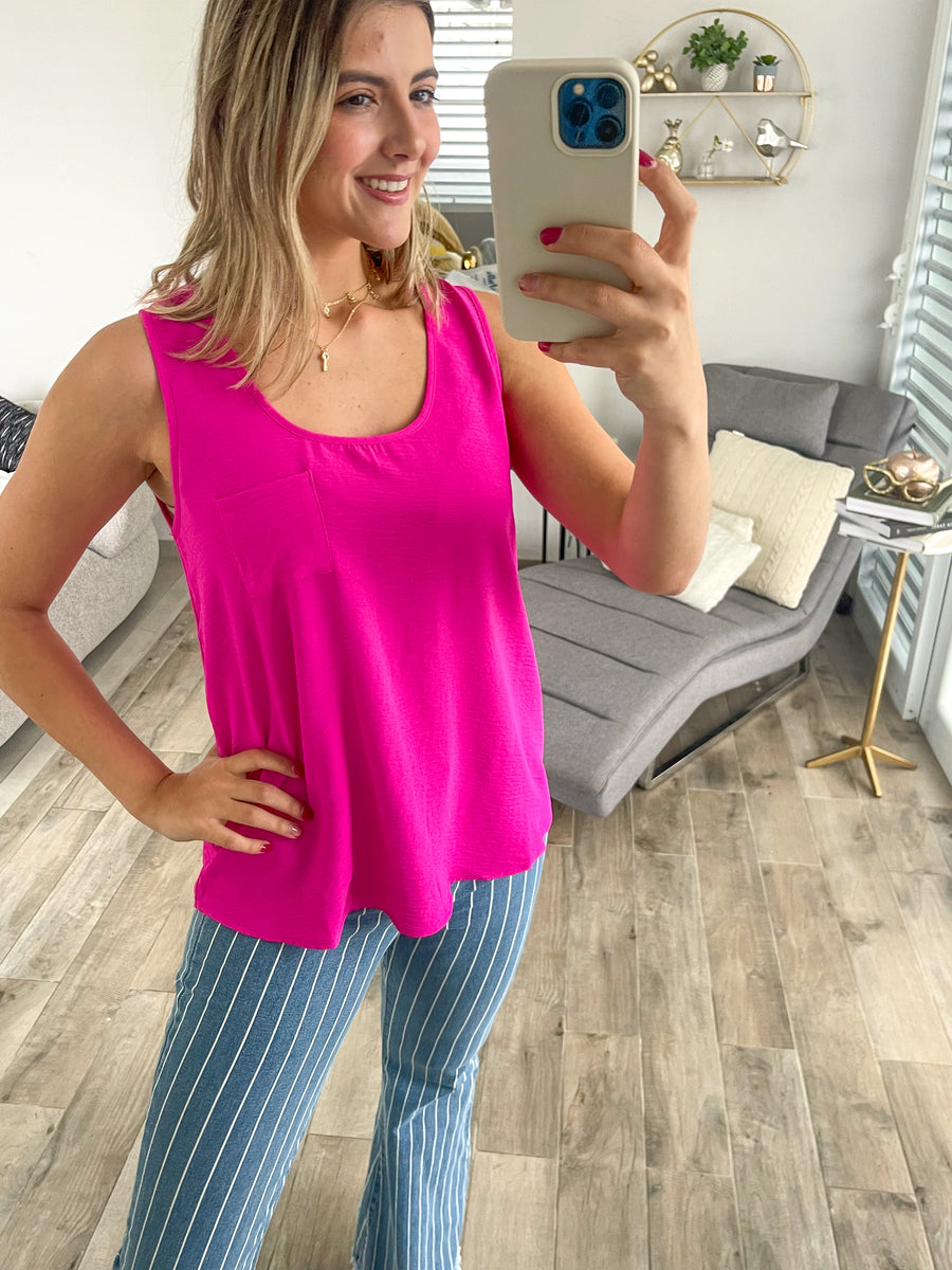 HOT PINK POCKET TANK TOP